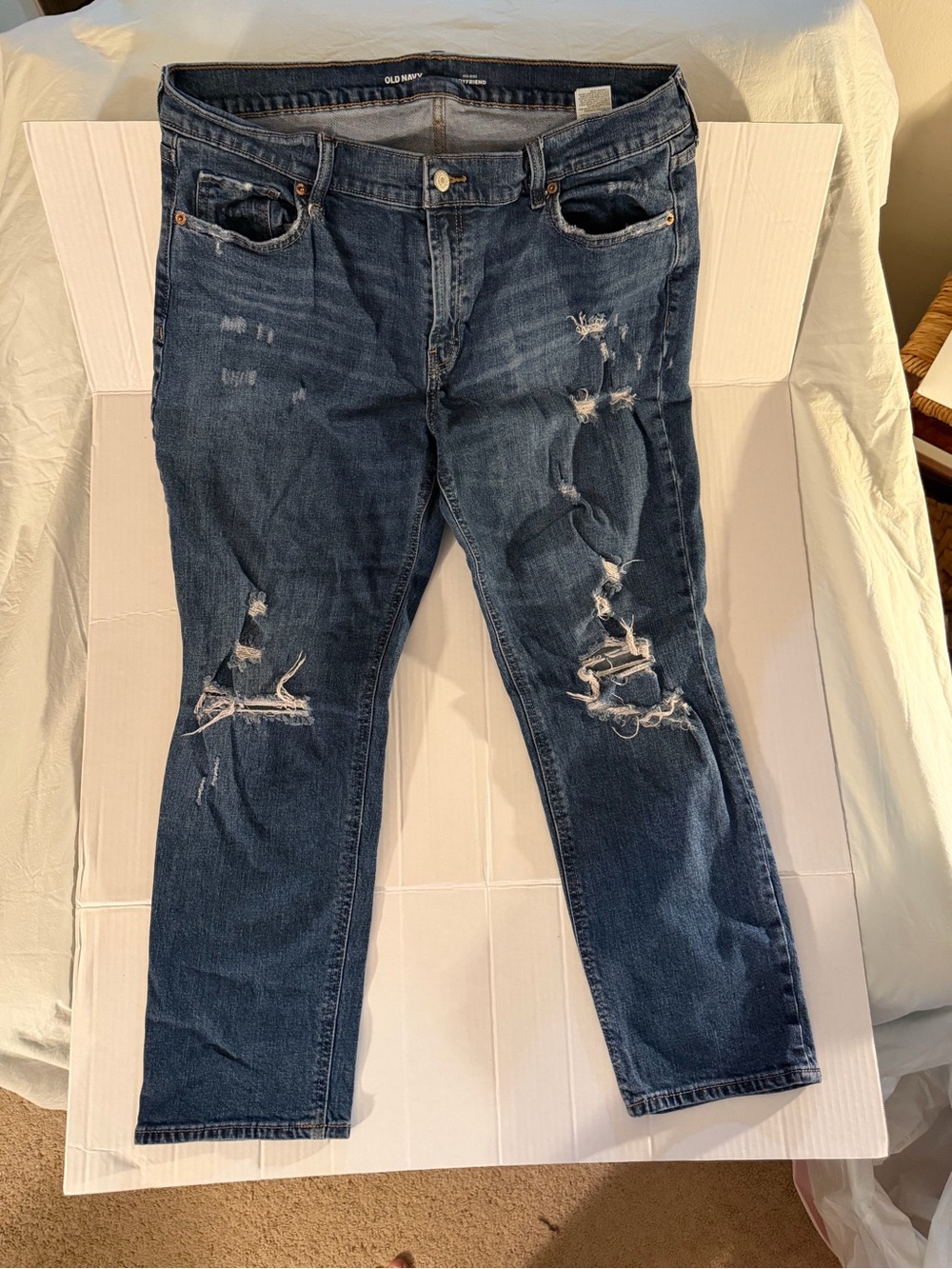#227 Old Navy Women's Dark Blue Distressed Jeans